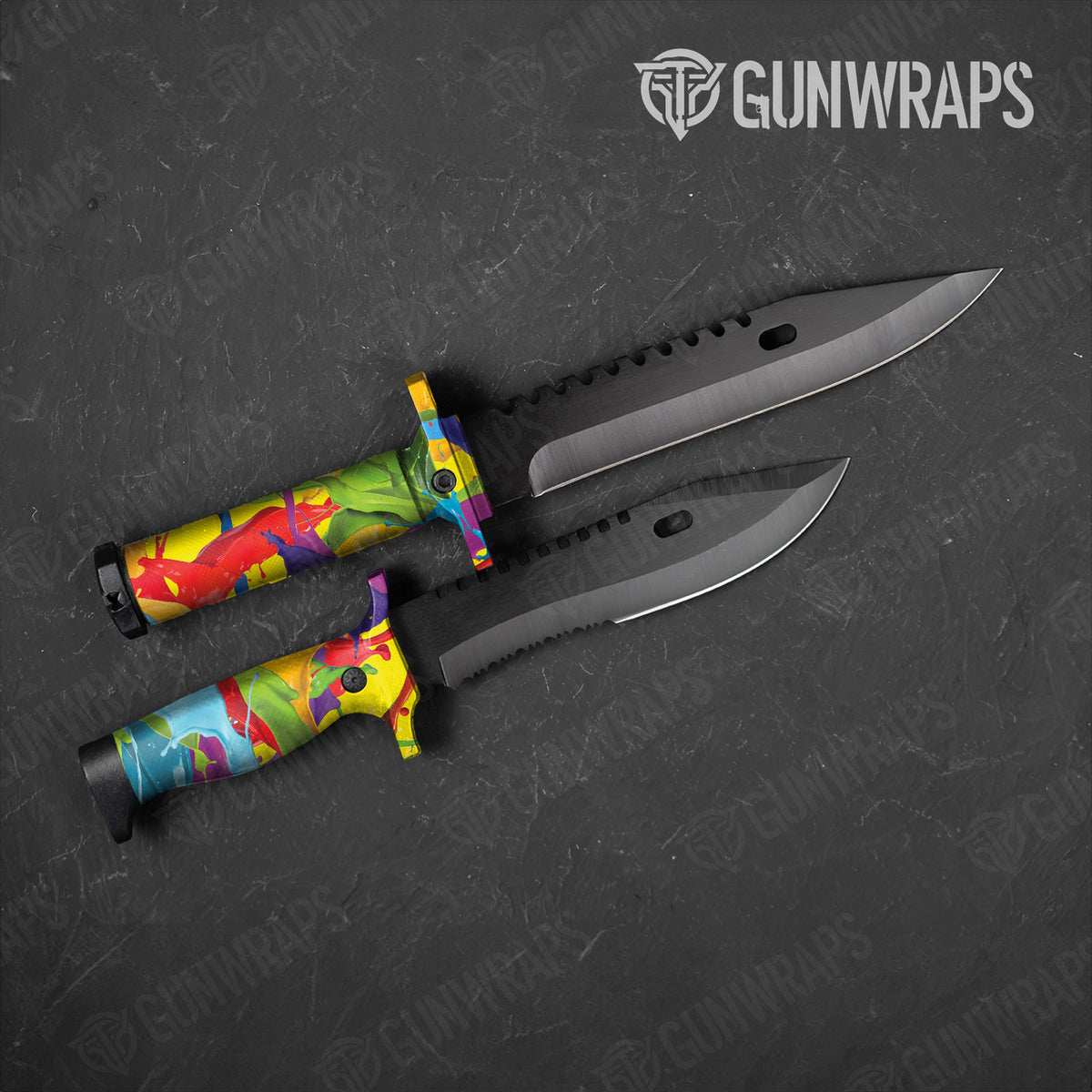 Paint Splatter Yellow Gear Skin Vinyl Wrap for Knife | Free Shipping ...