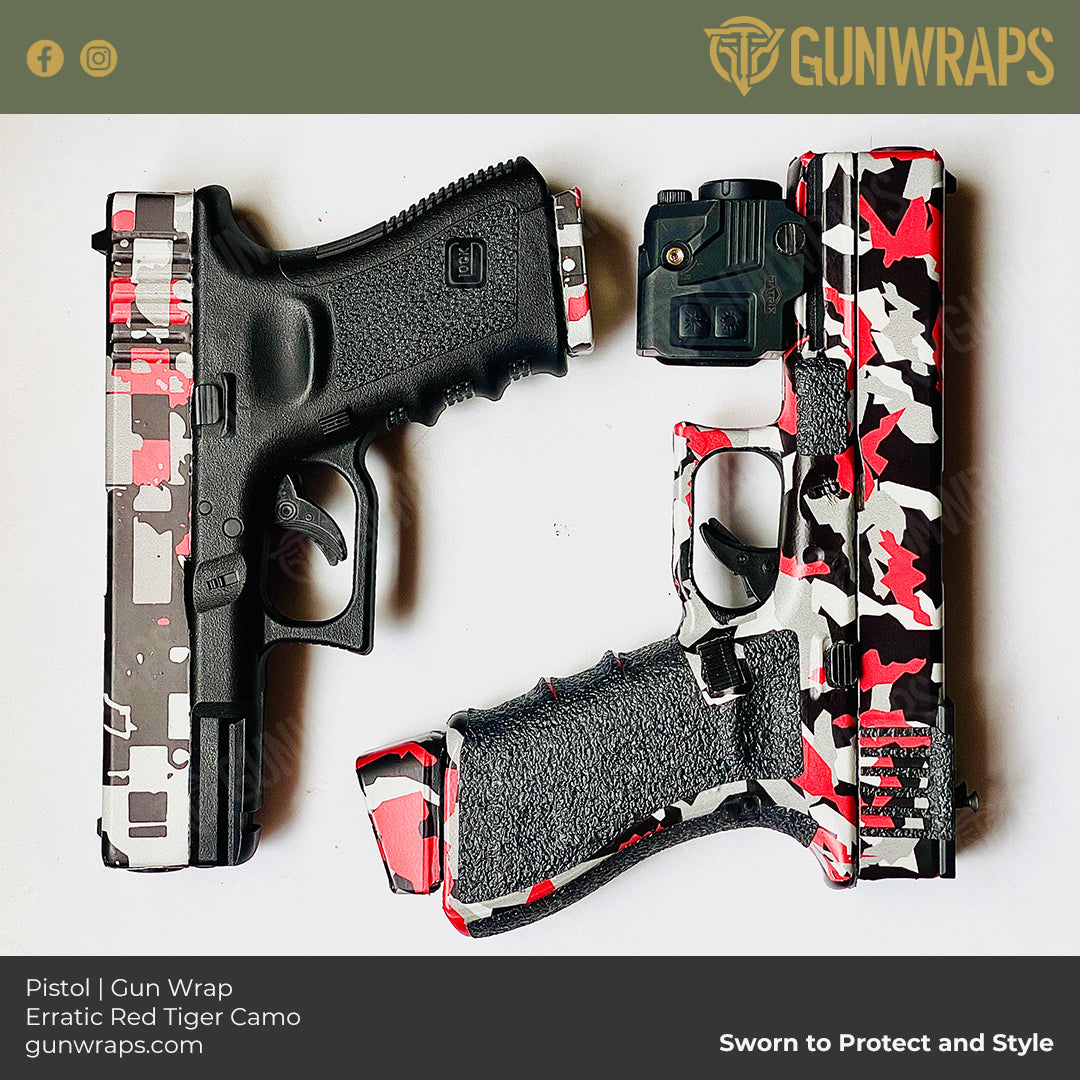 pistol red tiger gun wrap