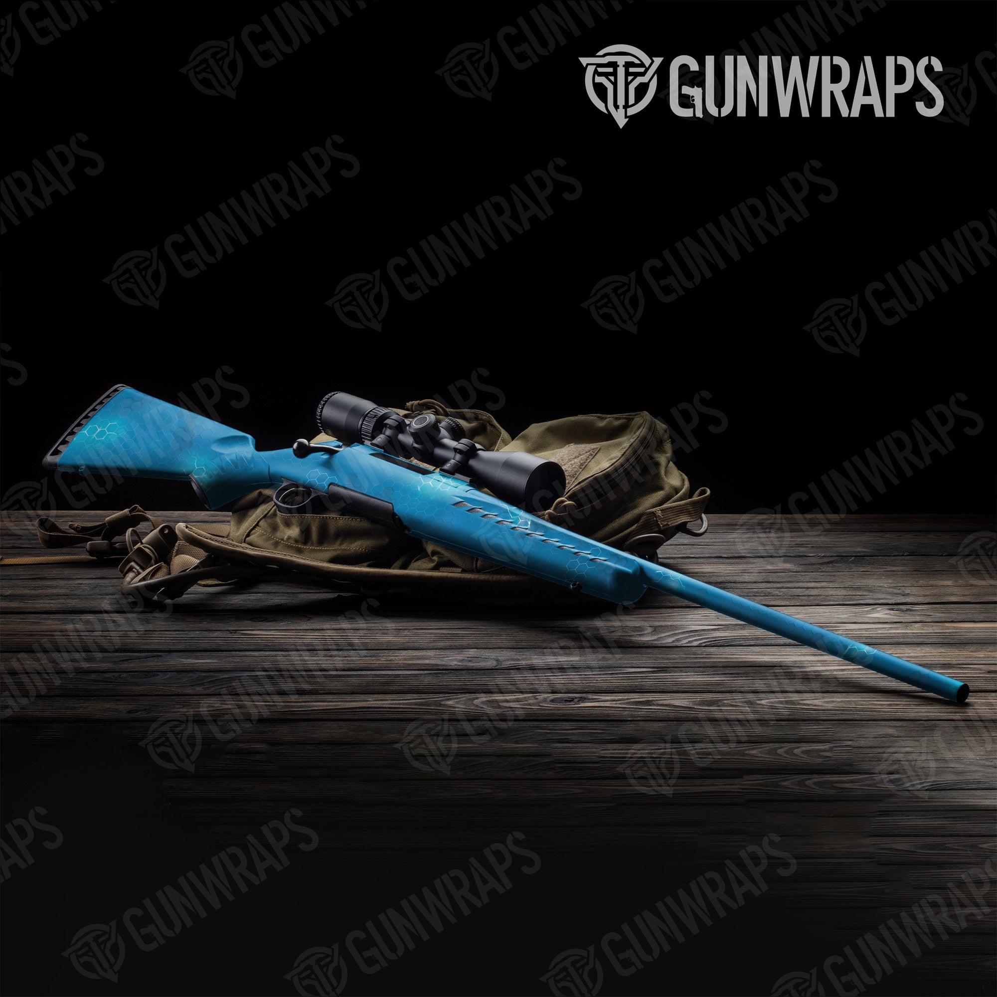 Rifle Hex Electric Blue Gun Skin Vinyl Wrap