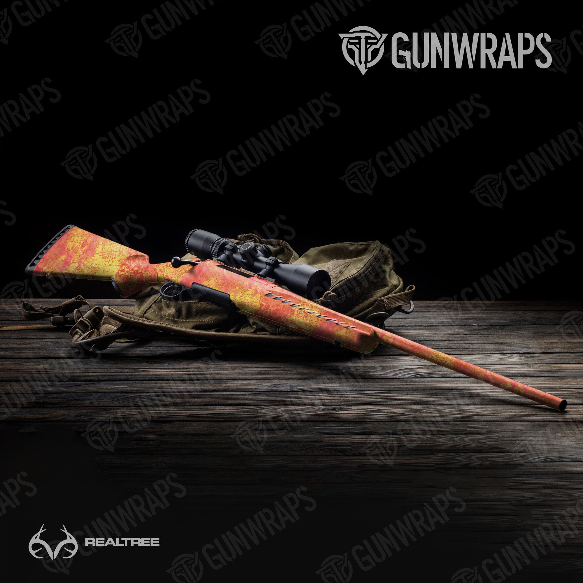 Rifle Realtree WAV3 Solar Blaze Camo Gun Skin Vinyl Wrap