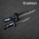 Shattered Navy Camo Knife Gear Skin Vinyl Wrap