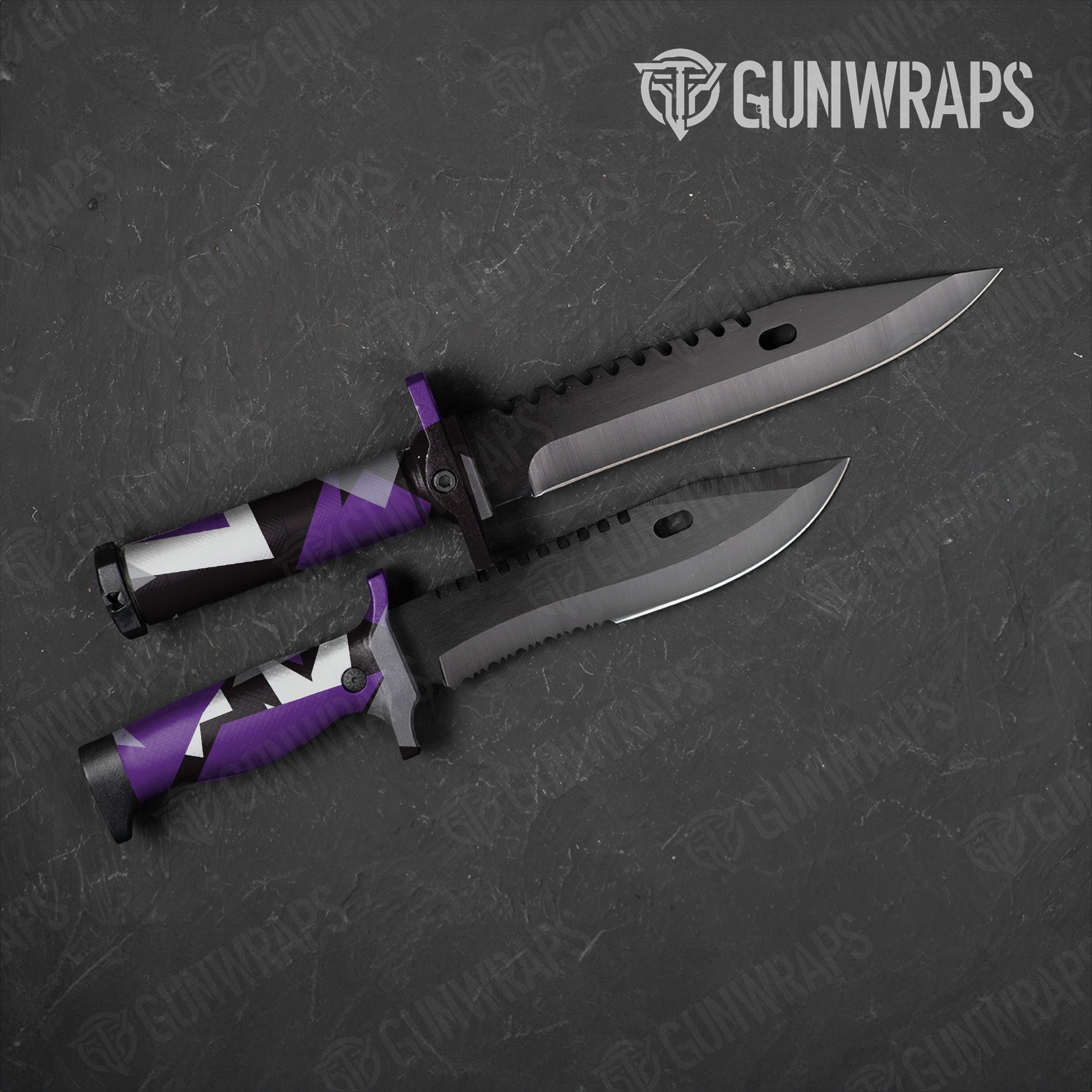 Shattered Purple Tiger Camo Knife Gear Skin Vinyl Wrap