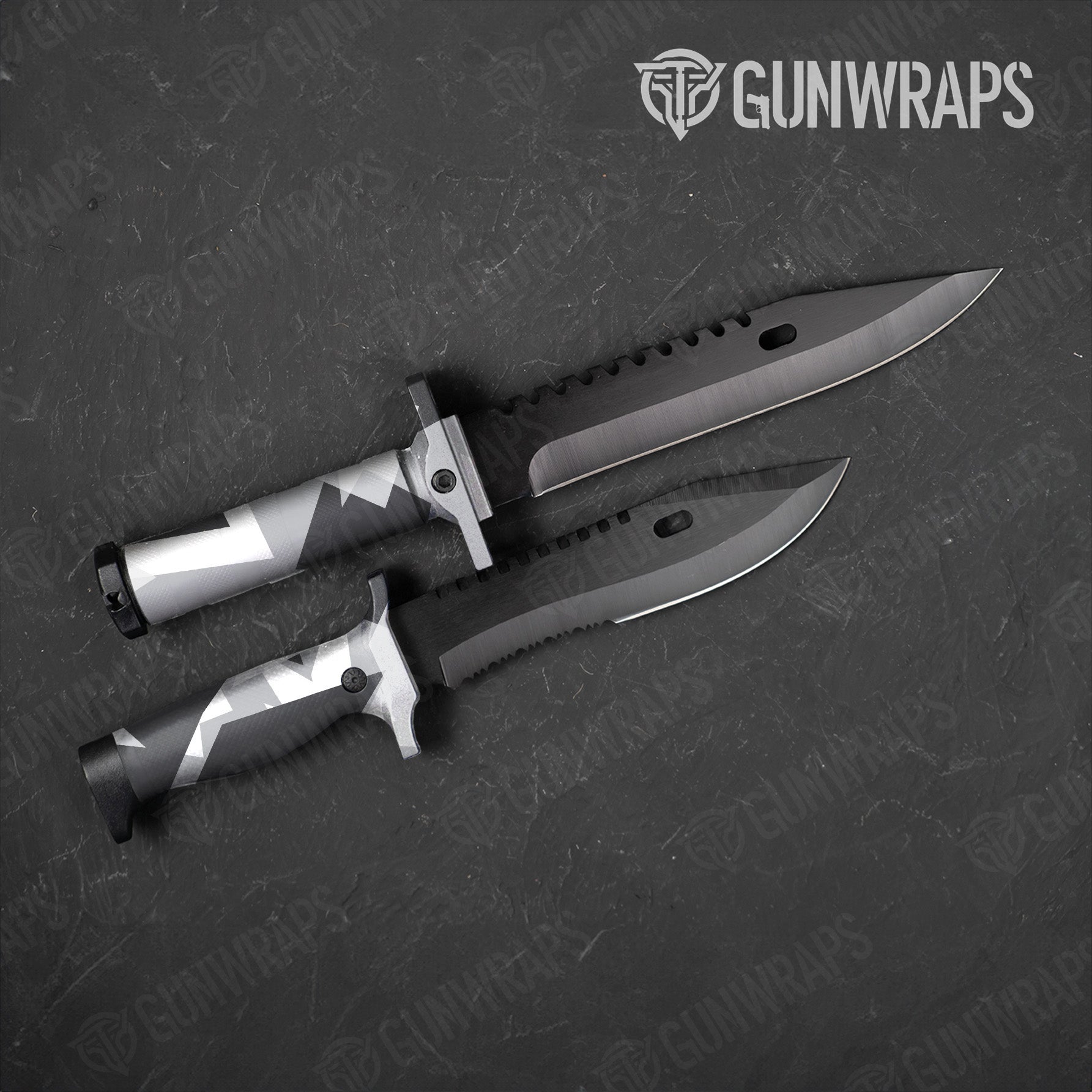 Shattered Snow Camo Knife Gear Skin Vinyl Wrap