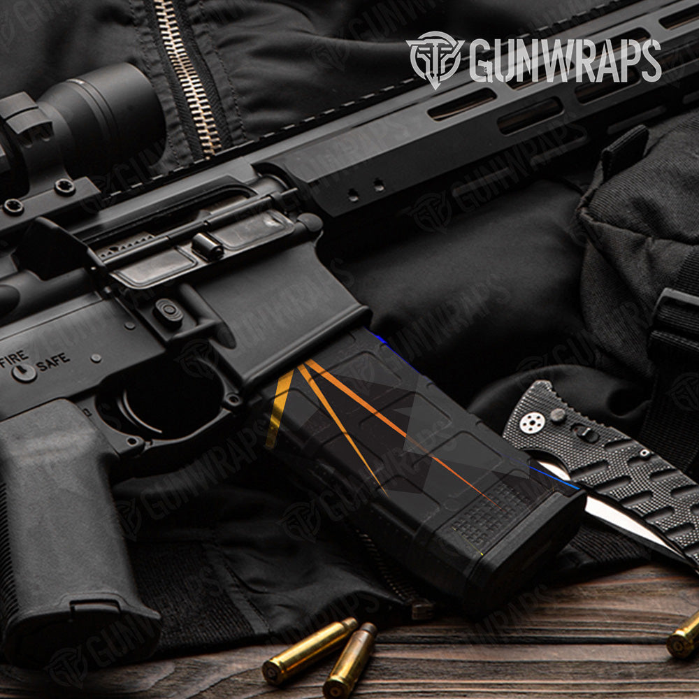 AR 15 Mag Shattered Laser Elite Black Fire & Ice Gun Skin Vinyl Wrap