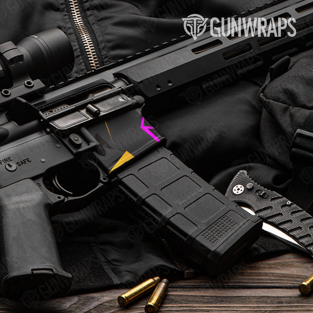 AR 15 Mag Well Shattered Laser Elite Black Heat Gun Skin Pattern