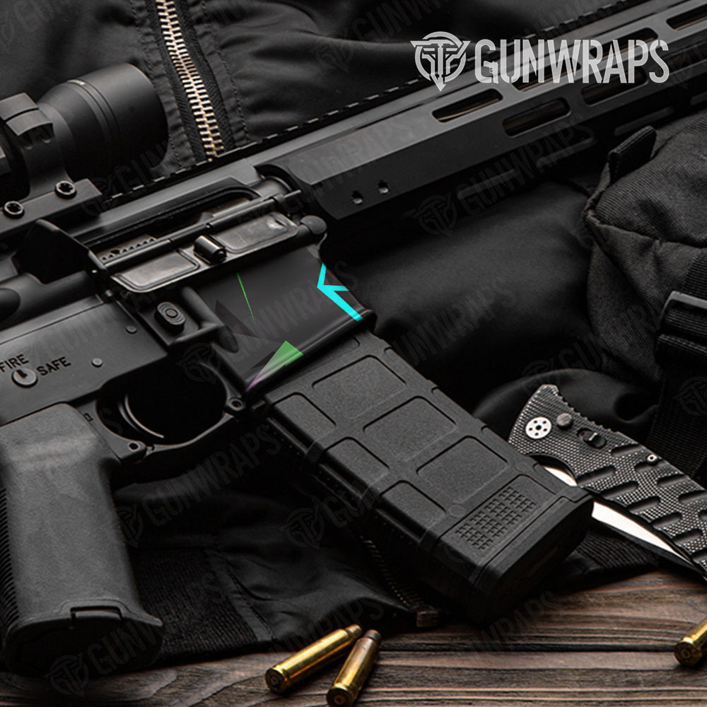 AR 15 Mag Well Shattered Laser Elite Black Retro Gun Skin Pattern