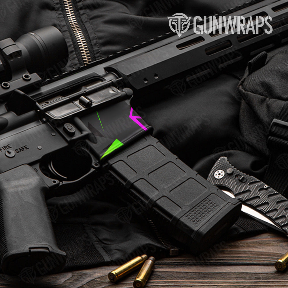AR 15 Mag Well Shattered Laser Elite Black Volume Gun Skin Pattern