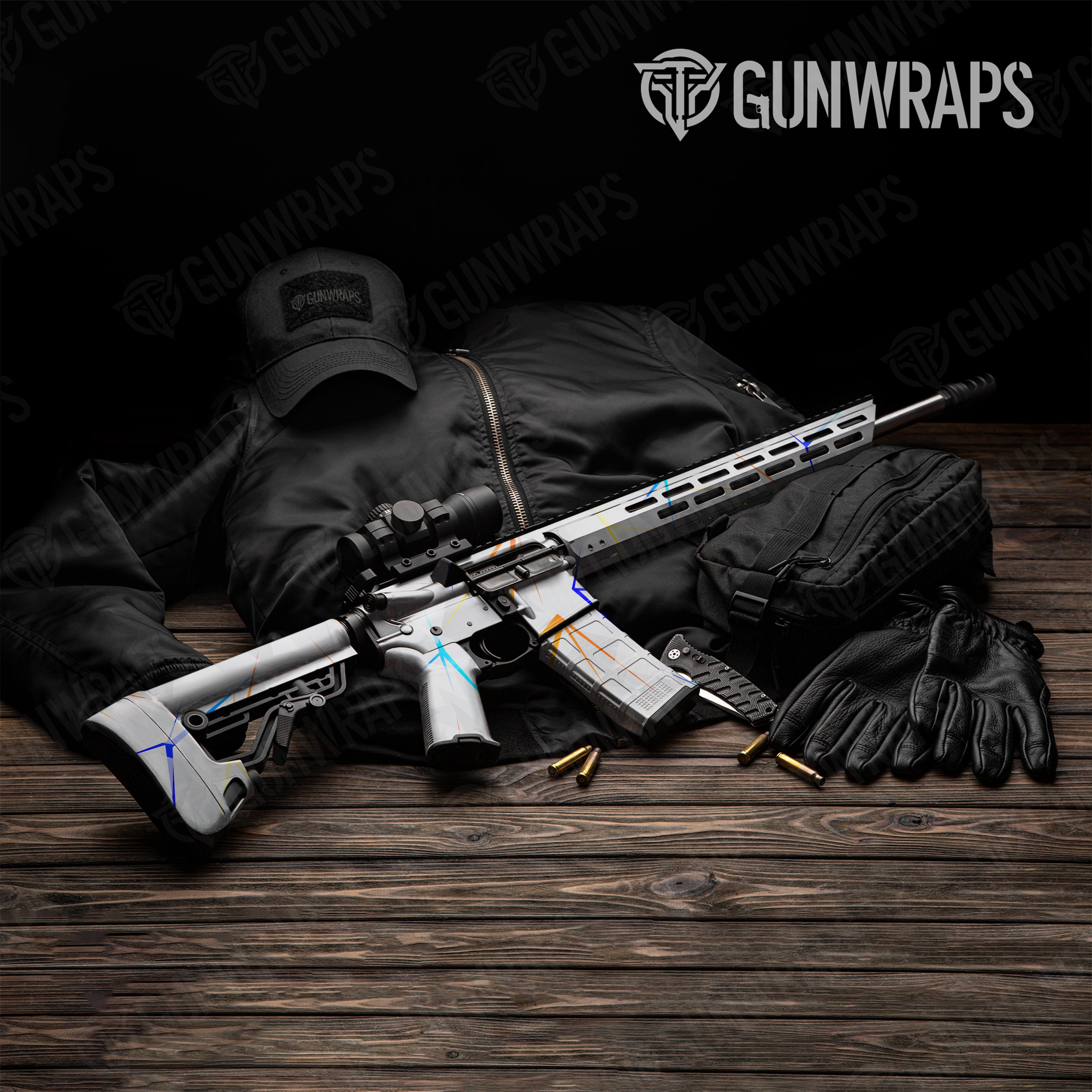 AR 15 Shattered Laser Elite White Fire & Ice Gun Skin Vinyl Wrap