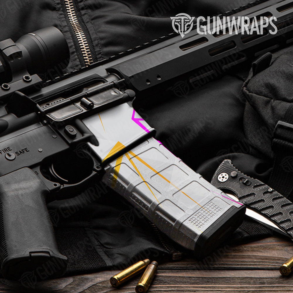AR 15 Mag & Mag Well Shattered Laser Elite White Heat Gun Skin Pattern