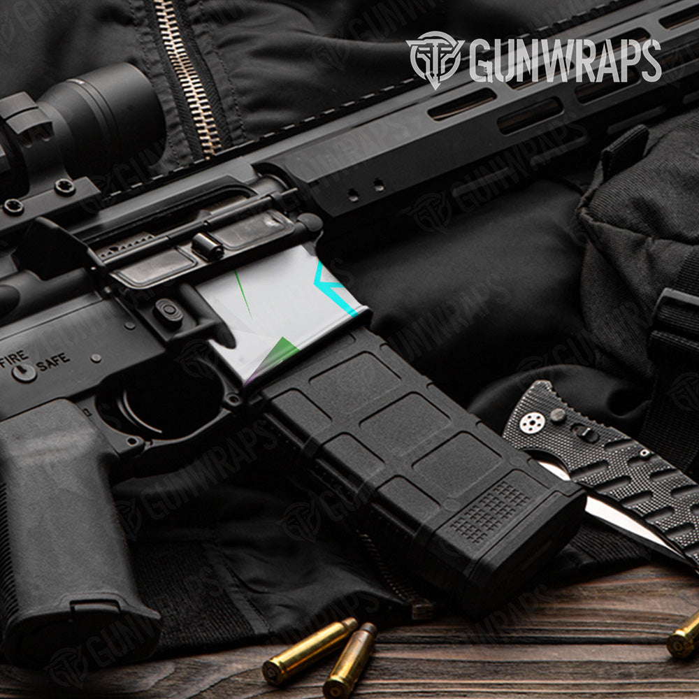 AR 15 Mag Well Shattered Laser Elite White Retro Gun Skin Pattern