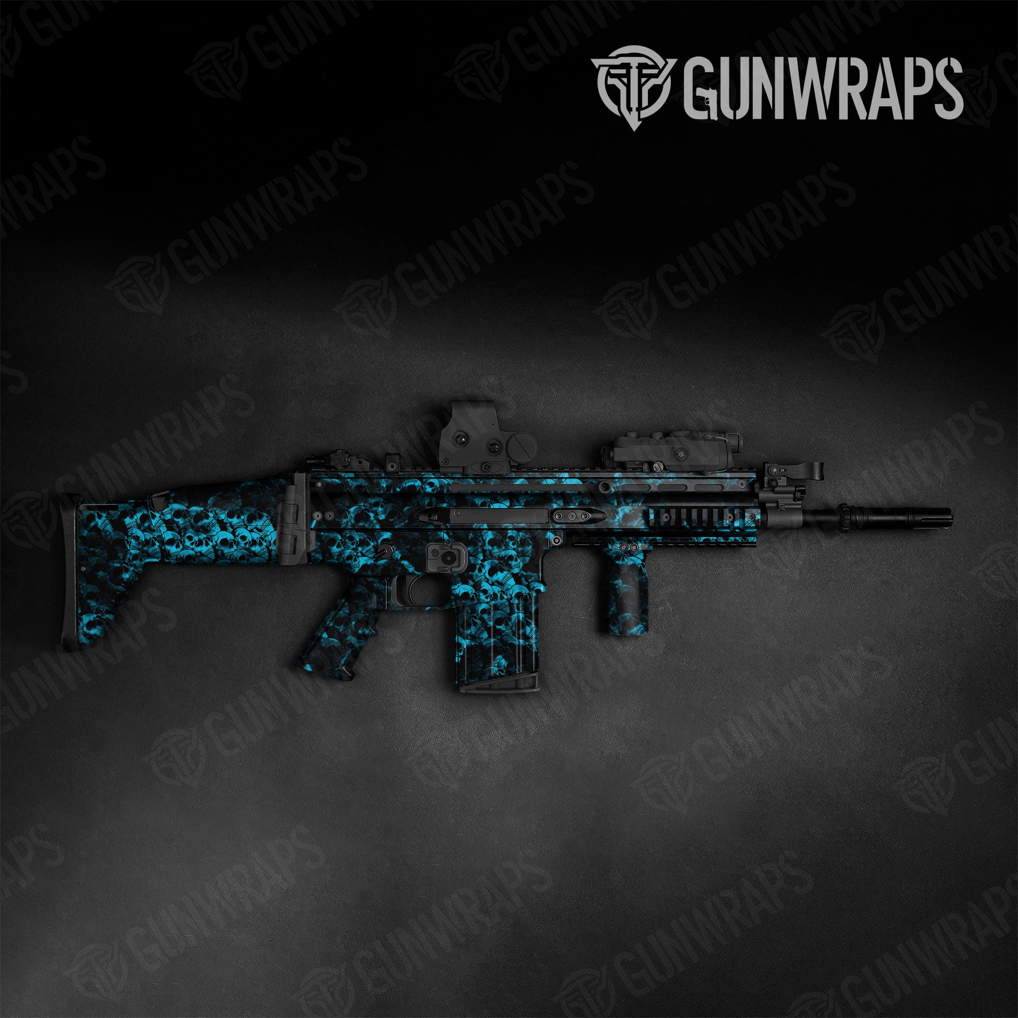 Skull Cyan Gun Skin Vinyl Wrap for Tactical – GunWraps.com