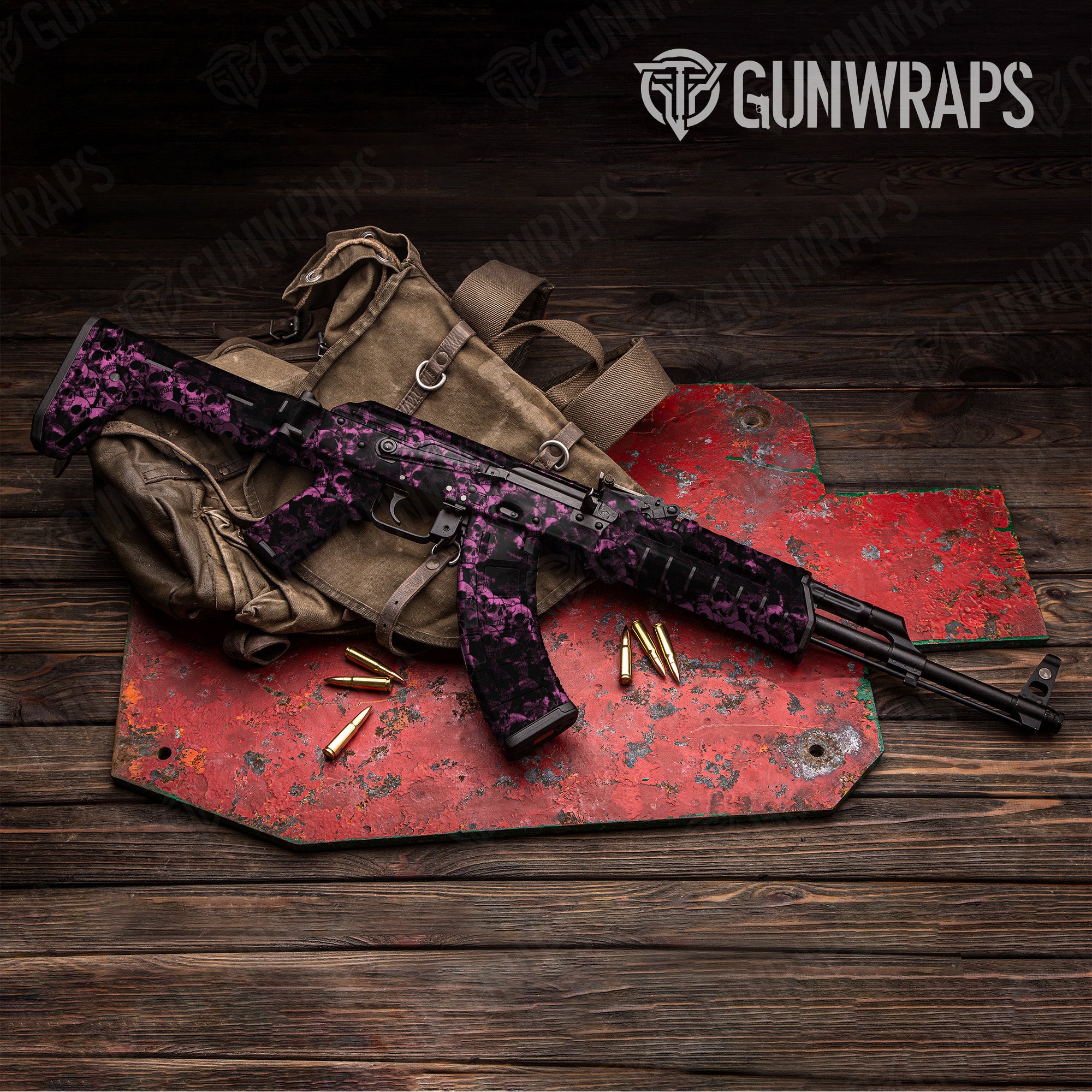 AK 47 Skull Pink Gun Skin Pattern
