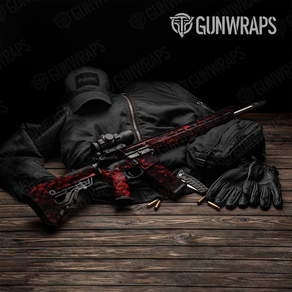 AR 15 Skull Red Gun Skin Vinyl Wrap
