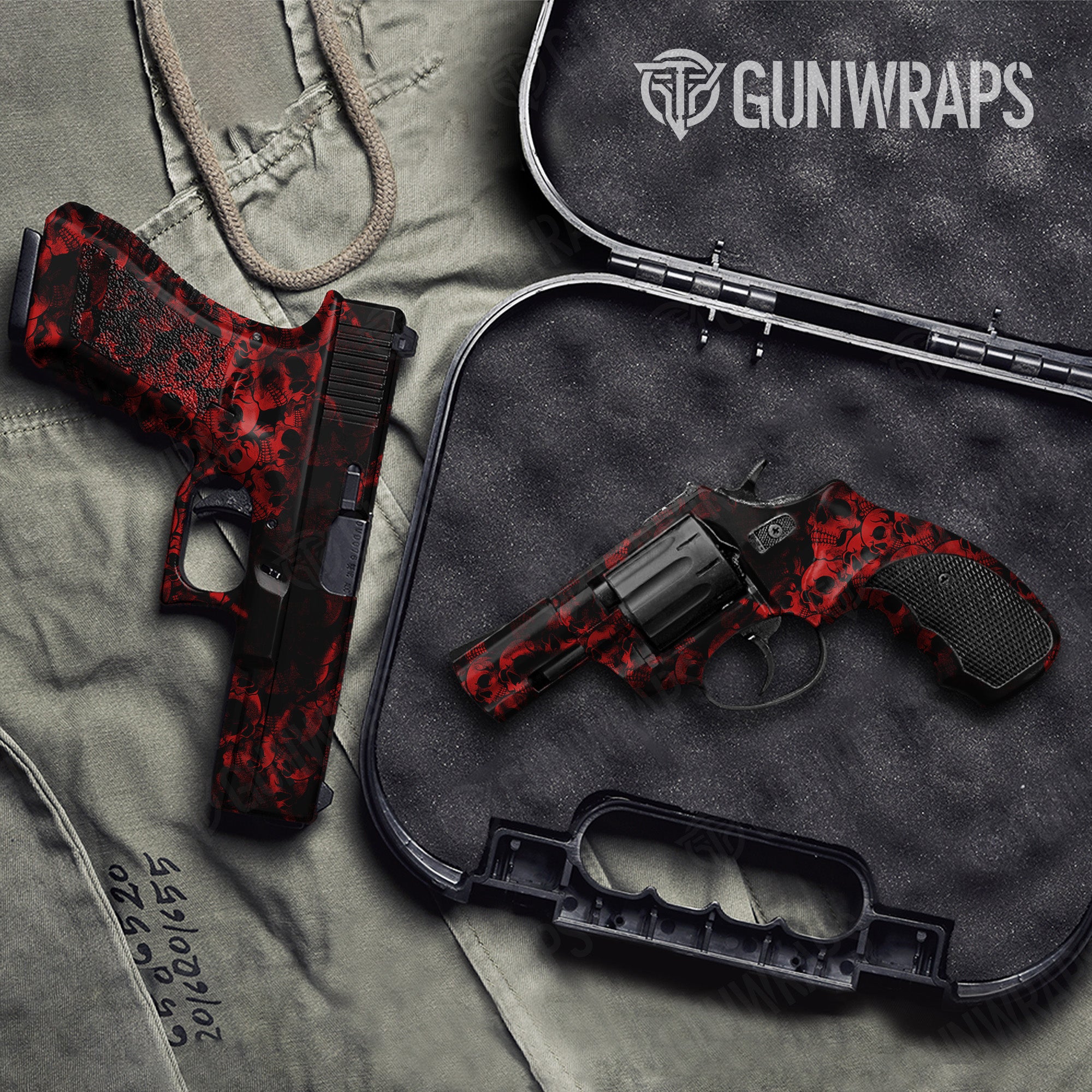 Pistol & Revolver Skull Red Gun Skin Pattern