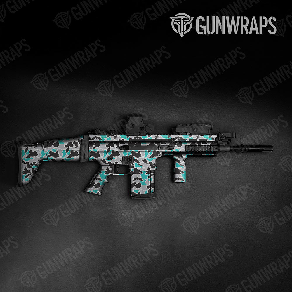 Old School Duck Tiffany Blue Tiger Gun Skin Vinyl Wrap