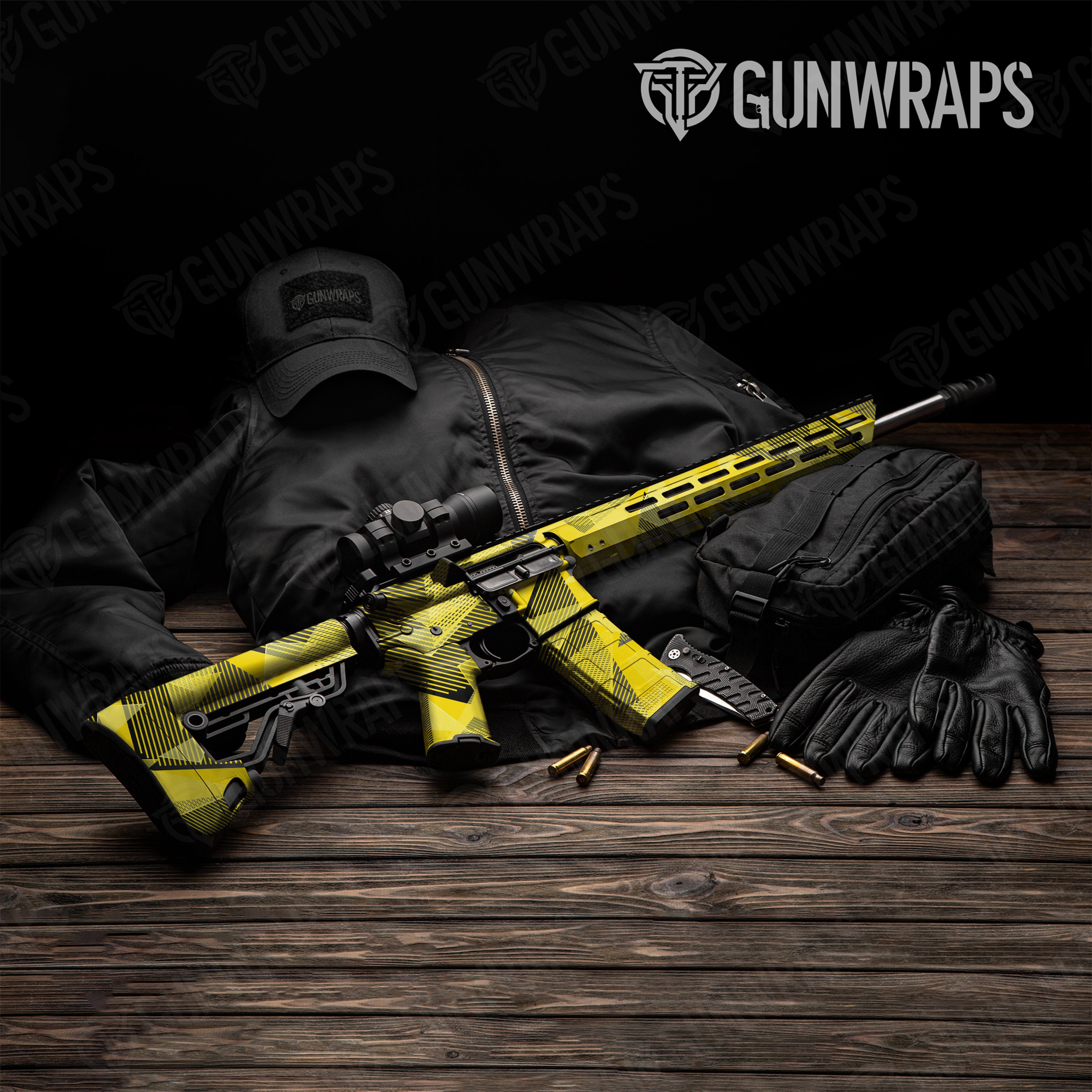 AR 15 Trigon Elite Yellow Gun Skin Vinyl Wrap