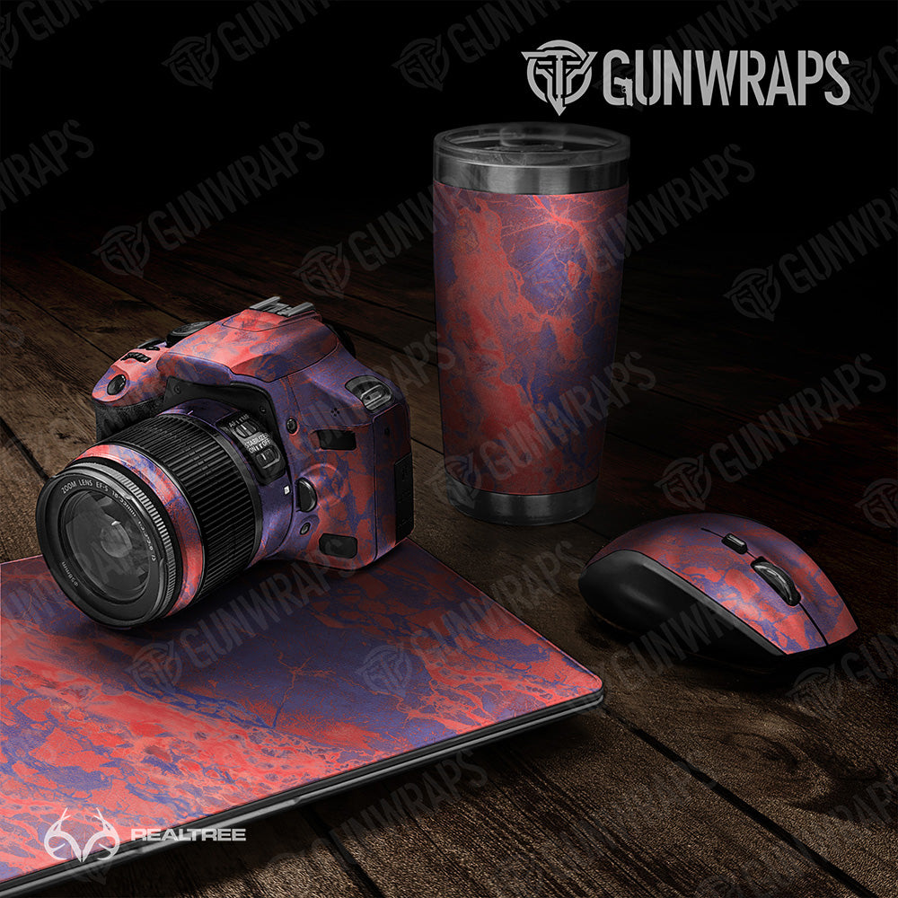 Universal Sheet Realtree WAV3 Red Blue Camo Gun Skin Vinyl Wrap