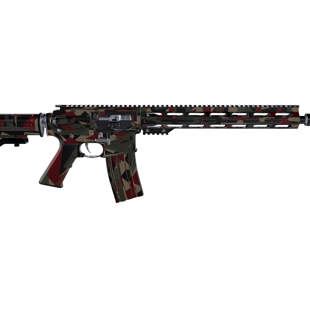 AR 15 Shattered Militant Red Camo Gun Skin