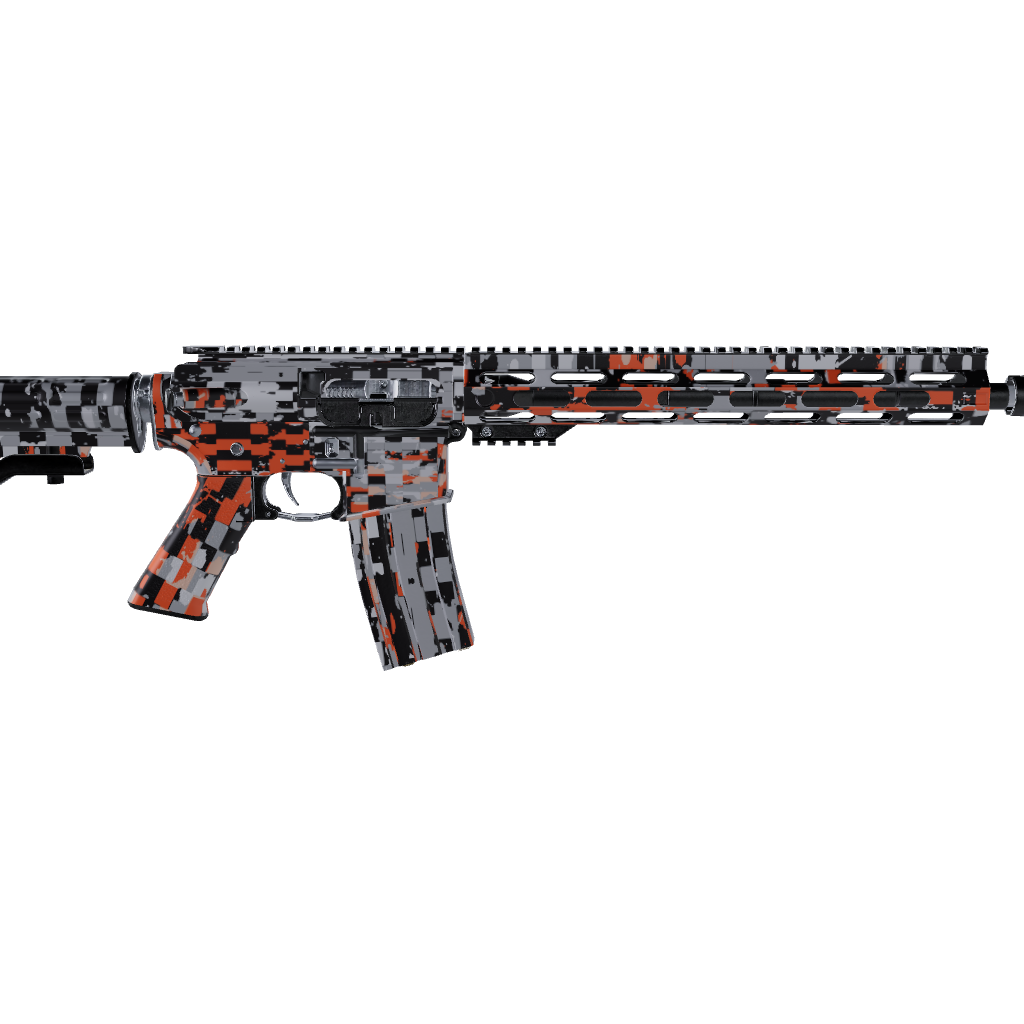 AR 15 Broken Plaid Orange Camo Gun Skin