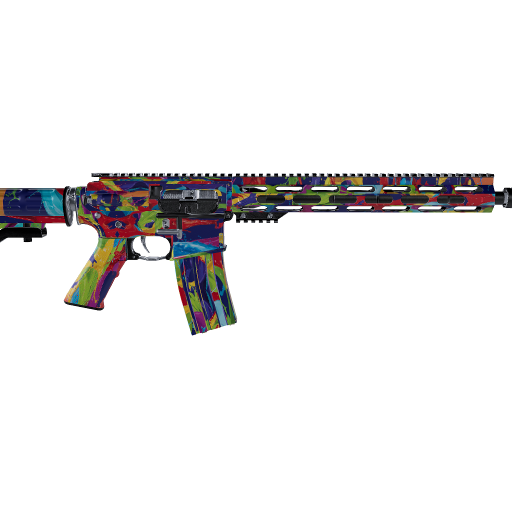 AR 15 Paint Splatter Blue Gun Skin