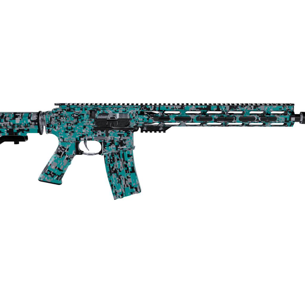 AR 15 Digital Tiffany Blue Tiger Camo Gun Skin