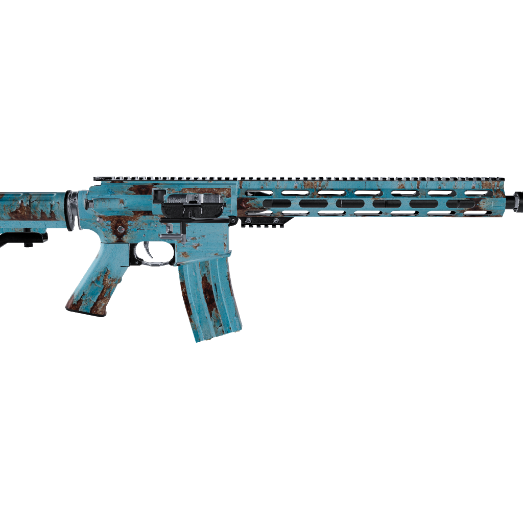 AR 15 Rust 3D Tiffany Blue Gun Skin
