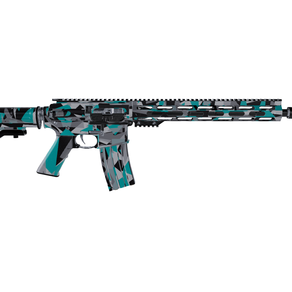 AR 15 Shattered Tiffany Blue Tiger Camo Gun Skin