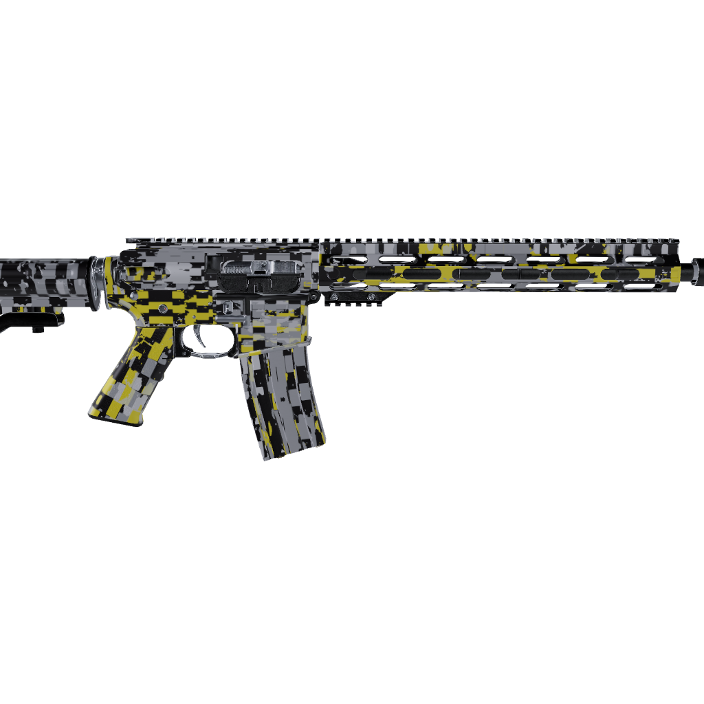AR 15 Broken Plaid Yellow Camo Gun Skin