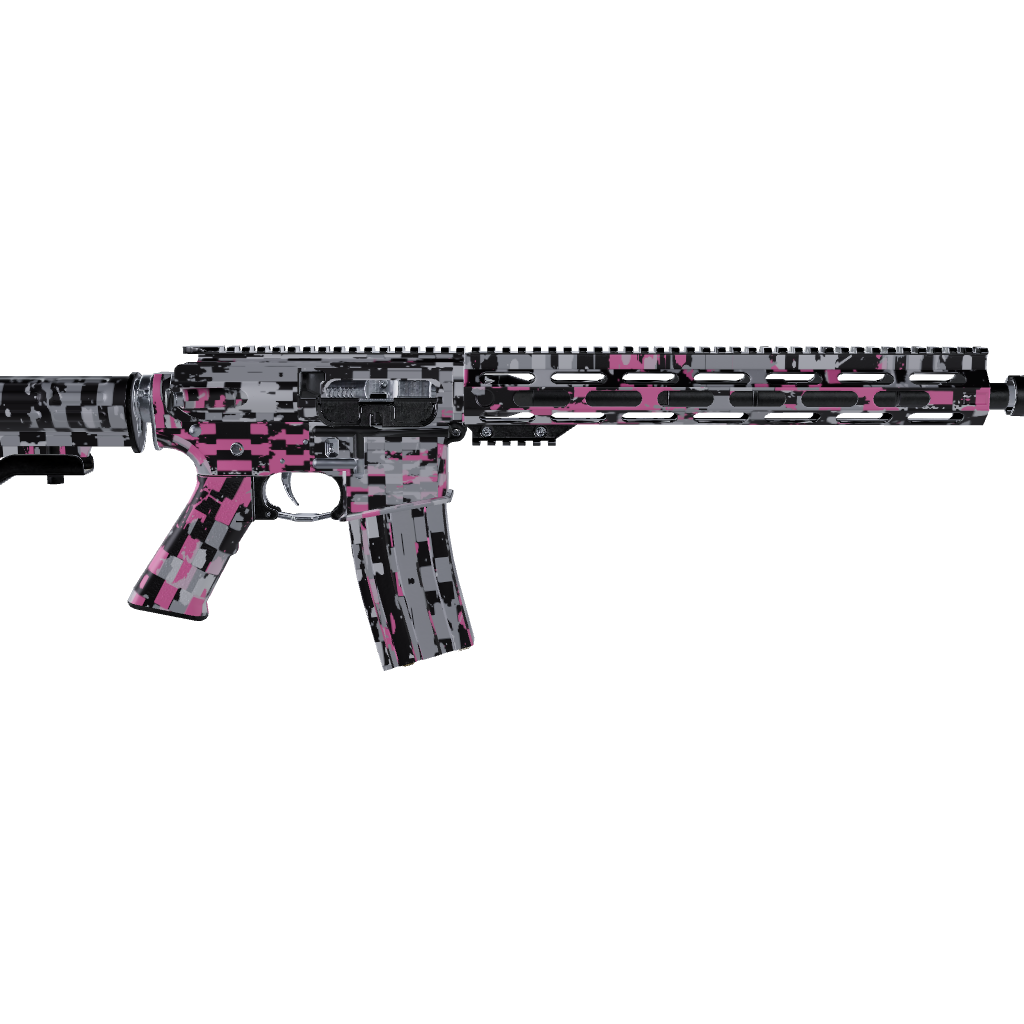 AR 15 Broken Plaid Pink Camo Gun Skin