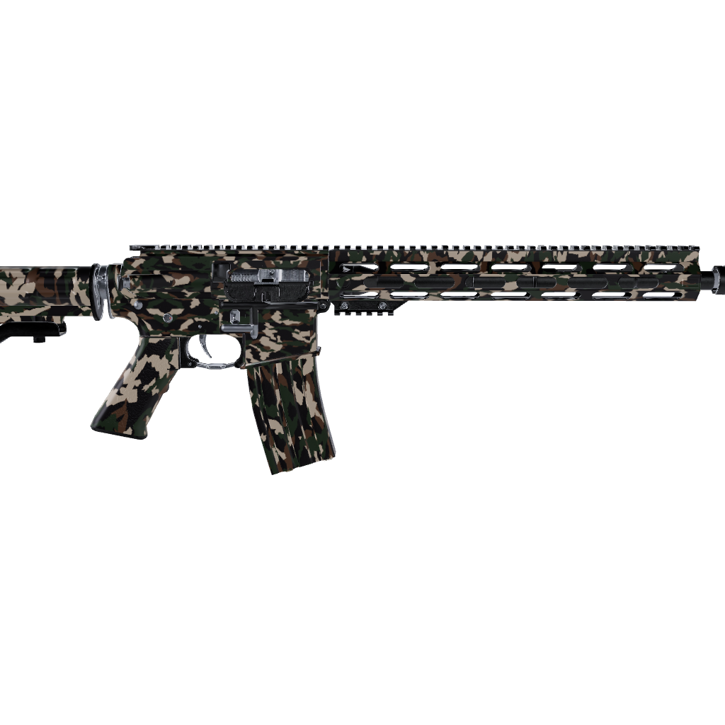 AR 15 Erratic Woodland Camo Gun Skin