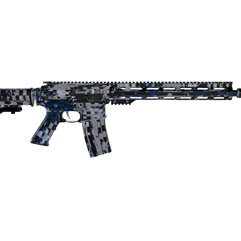 AR 15 Broken Plaid Blue Camo Gun Skin