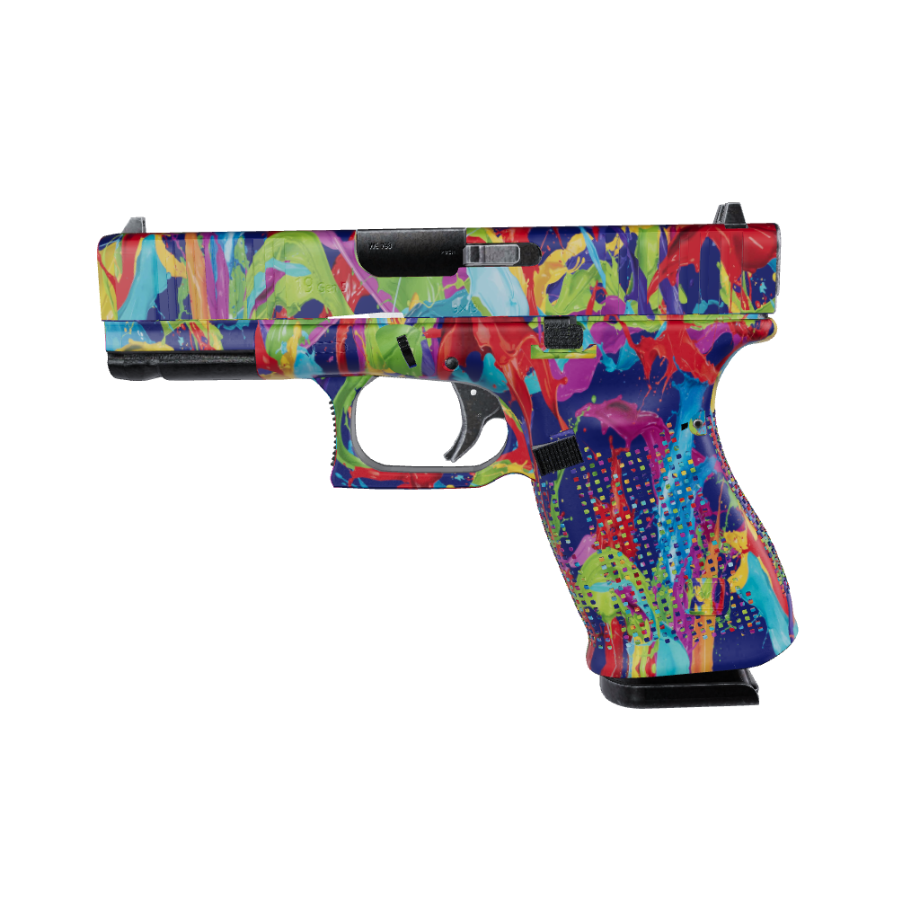 Pistol & Revolver Paint Splatter Blue Gun Skin