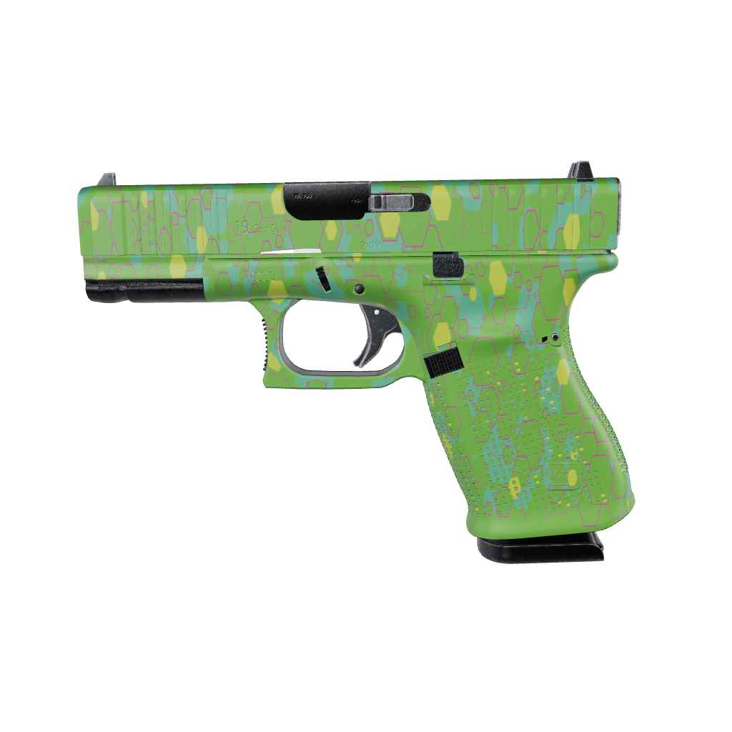 Pistol & Revolver Hex DNA Magenta Lime Gun Skin