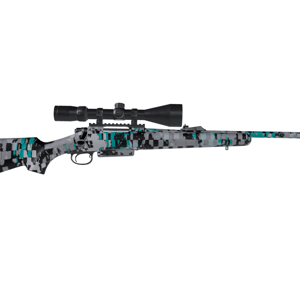 Rifle Broken Plaid Tiffany Blue Camo Gun Skin Vinyl Wrap