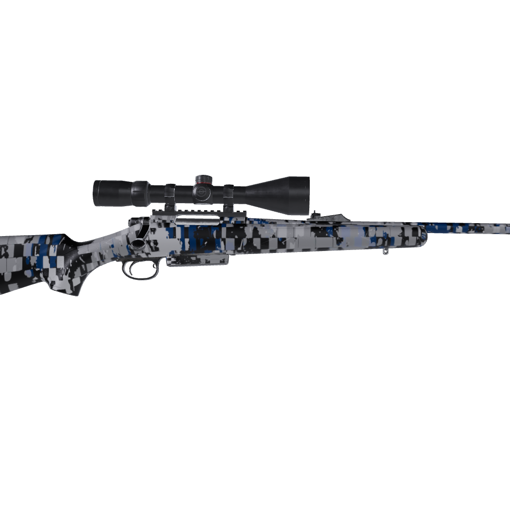 Rifle Broken Plaid Blue Camo Gun Skin Vinyl Wrap