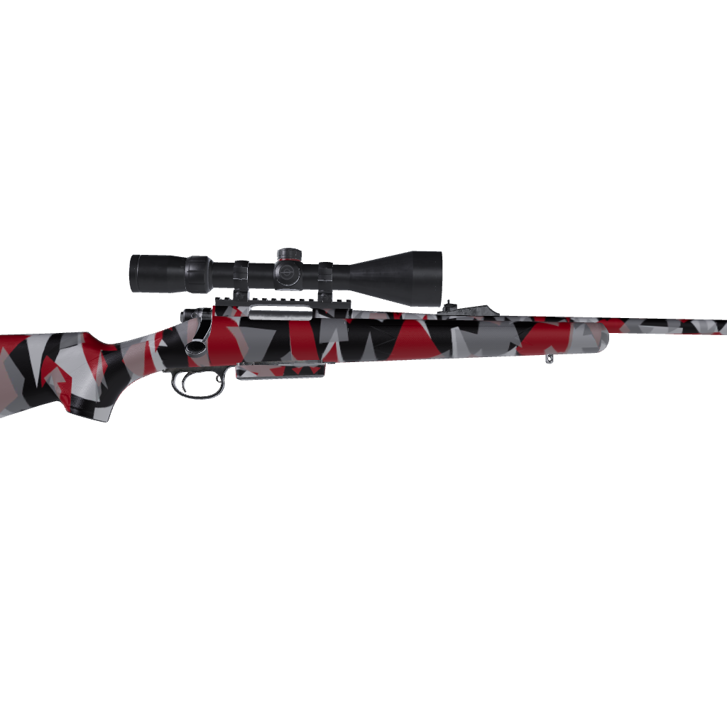 Rifle Shattered Red Tiger Camo Gun Skin Vinyl Wrap