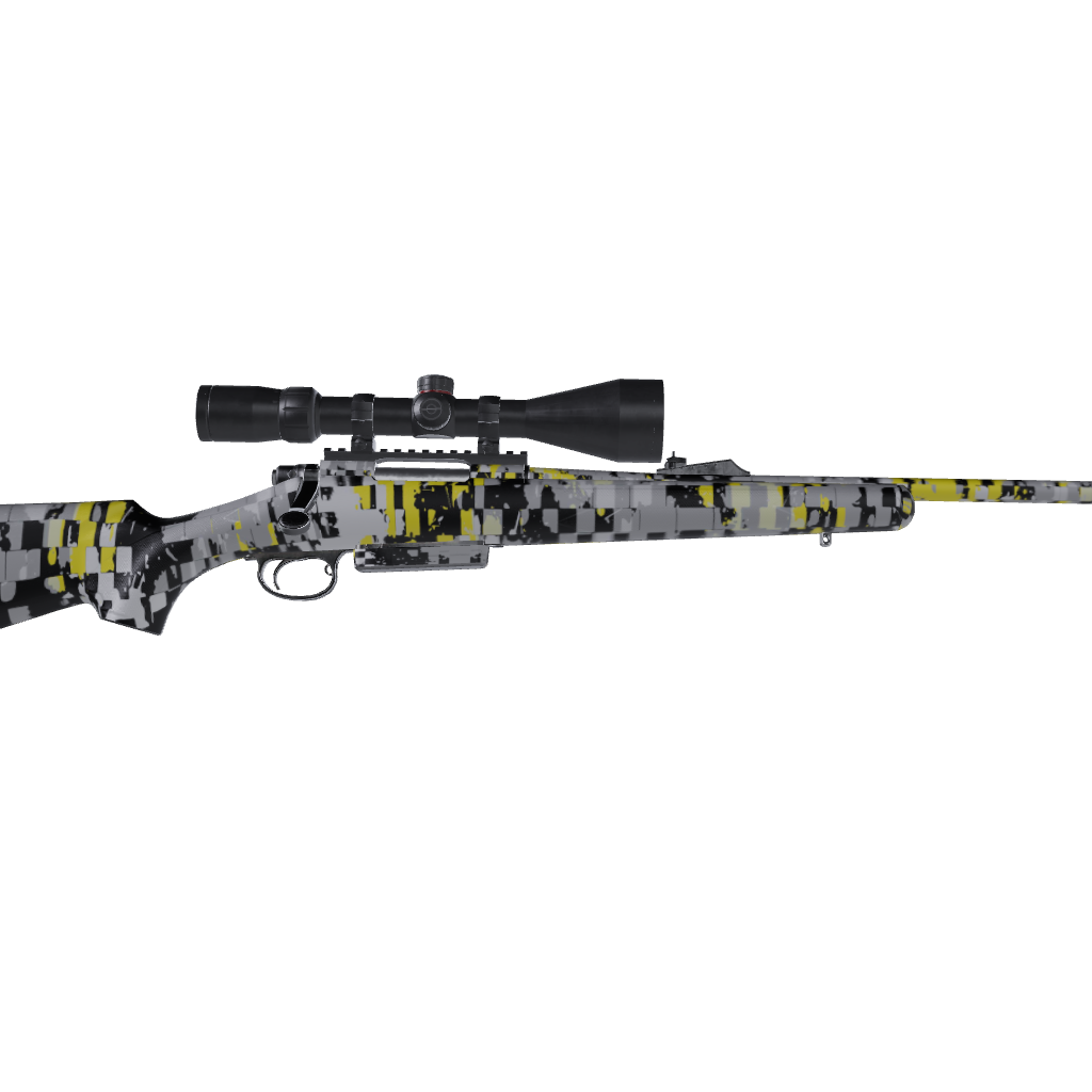 Rifle Broken Plaid Yellow Camo Gun Skin Vinyl Wrap