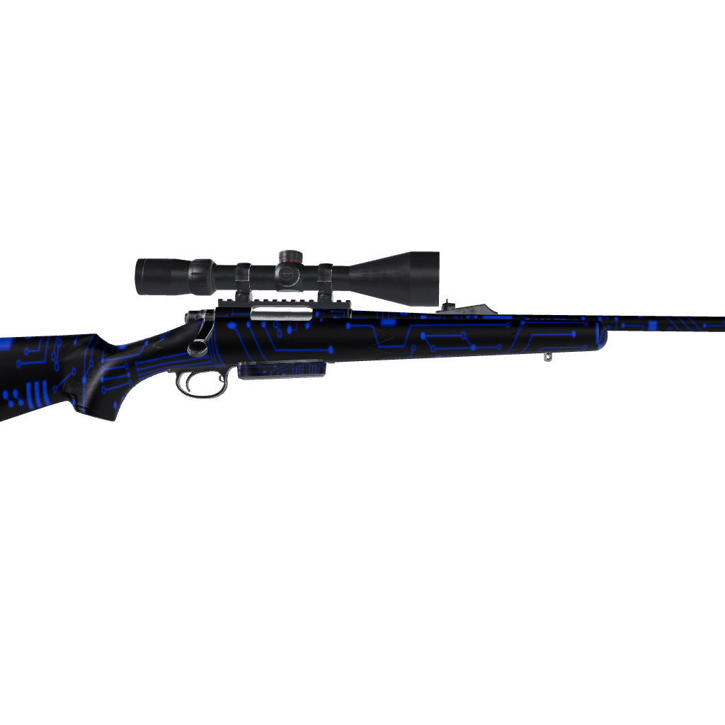 Rifle Circuit Board Blue Gun Skin Vinyl Wrap