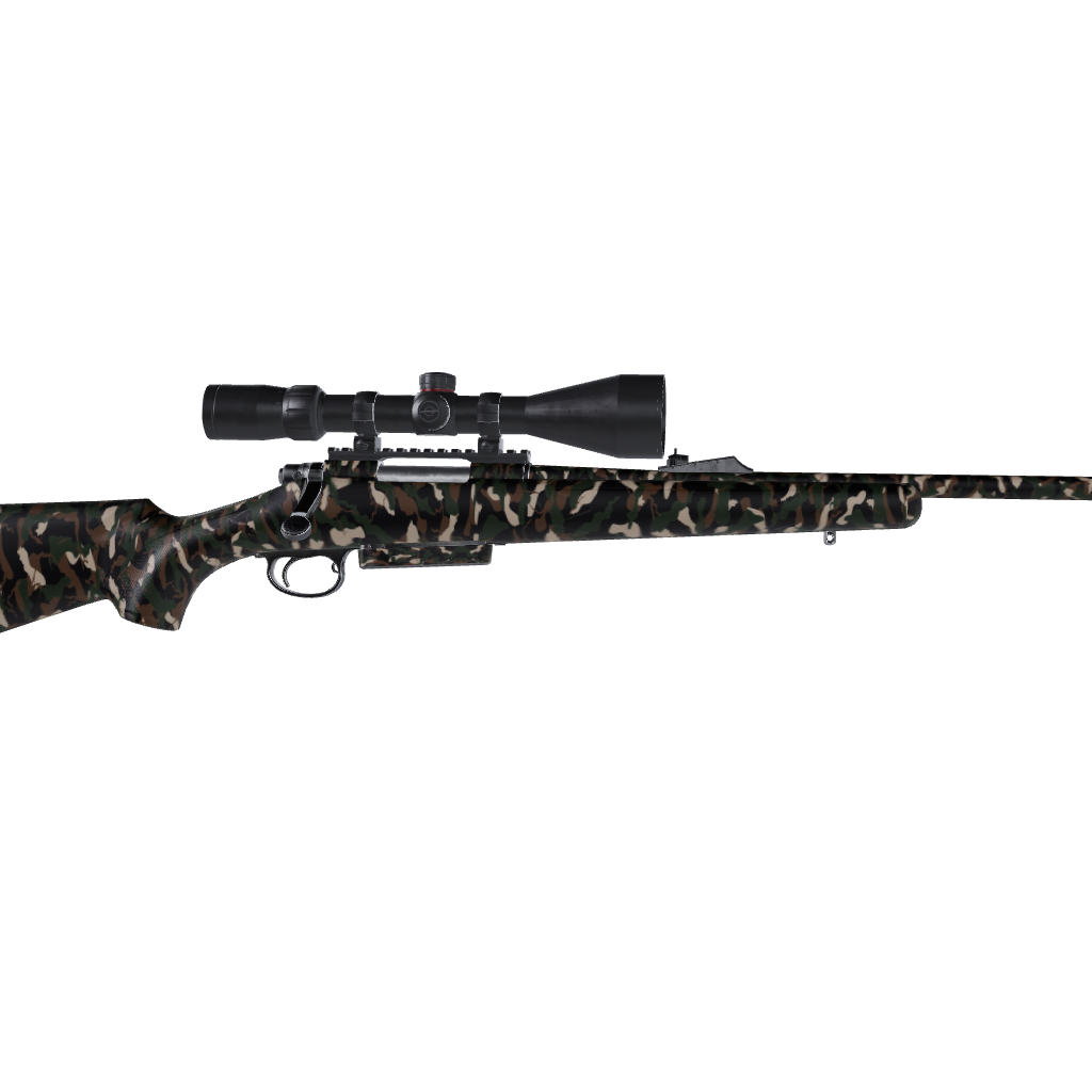 Rifle Ragged Woodland Camo Gun Skin Vinyl Wrap