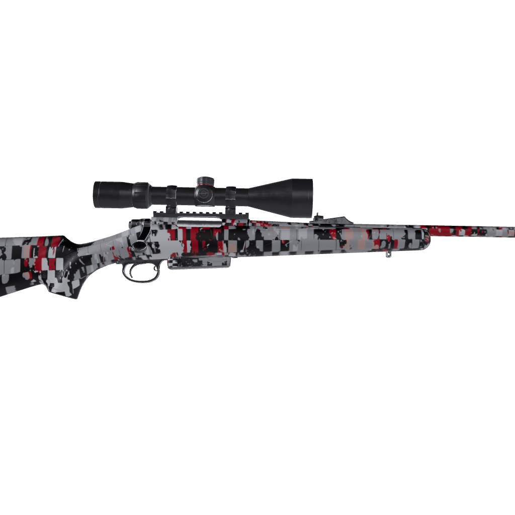 Rifle Broken Plaid Red Camo Gun Skin Vinyl Wrap