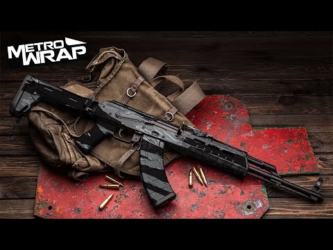 AK 47 Shredded Woodland Camo Gun Skin Vinyl Wrap