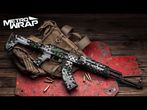 AK 47 Broken Plaid Green Camo Gun Skin Vinyl Wrap