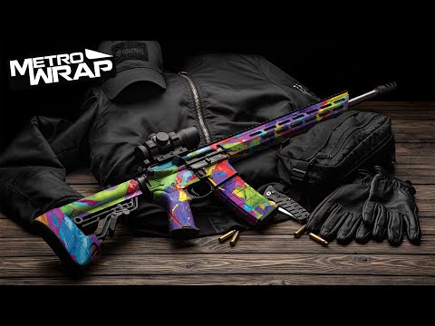 AR 15 Paint Splatter Purple Gun Skin Vinyl Wra