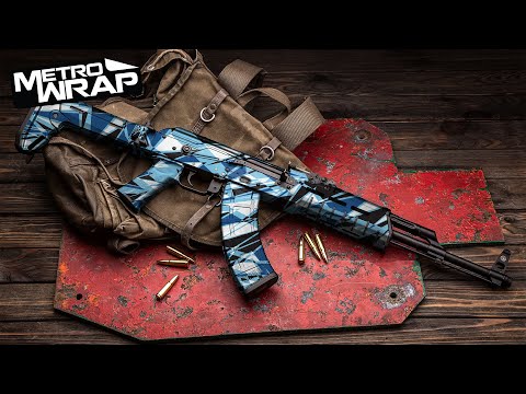 AK 47 Sharp Militant Yellow Camo Gun Skin Vinyl Wrap