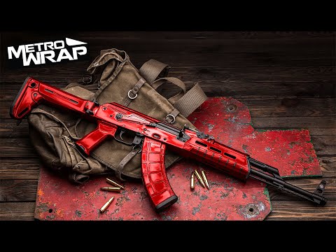 AK 47 Chrome Red Gun Skin Vinyl Wrap