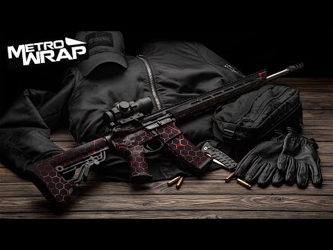 AR 15 Vivid Hex Red Gun Skin Vinyl Wrap