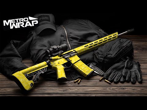AR 15 Ragged Yellow Tiger Camo Gun Skin Vinyl Wrap