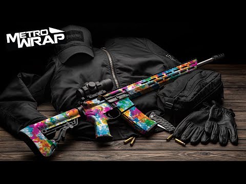 AR 15 Tie Dye Ocean Breeze Gun Skin Vinyl Wrap