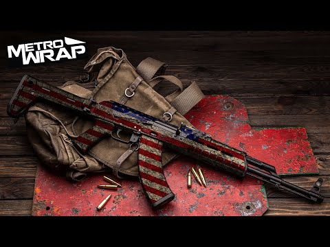 AK 47 Patriotic Orange Flag Gun Skin Vinyl Wrap