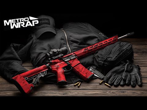 Digital Red Tiger Camo Gun Skin Vinyl Wrap for AR 15